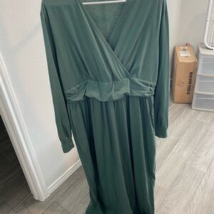Amazon Long Sleeve Wrap Maxi Dress in Green